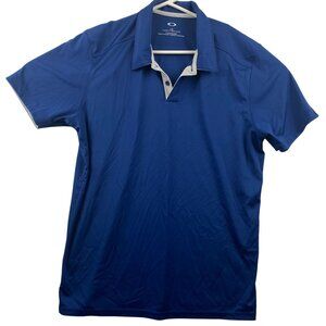 Oakley Men's Polo Shirt Large Blue Tailored Fit 100% Polyester